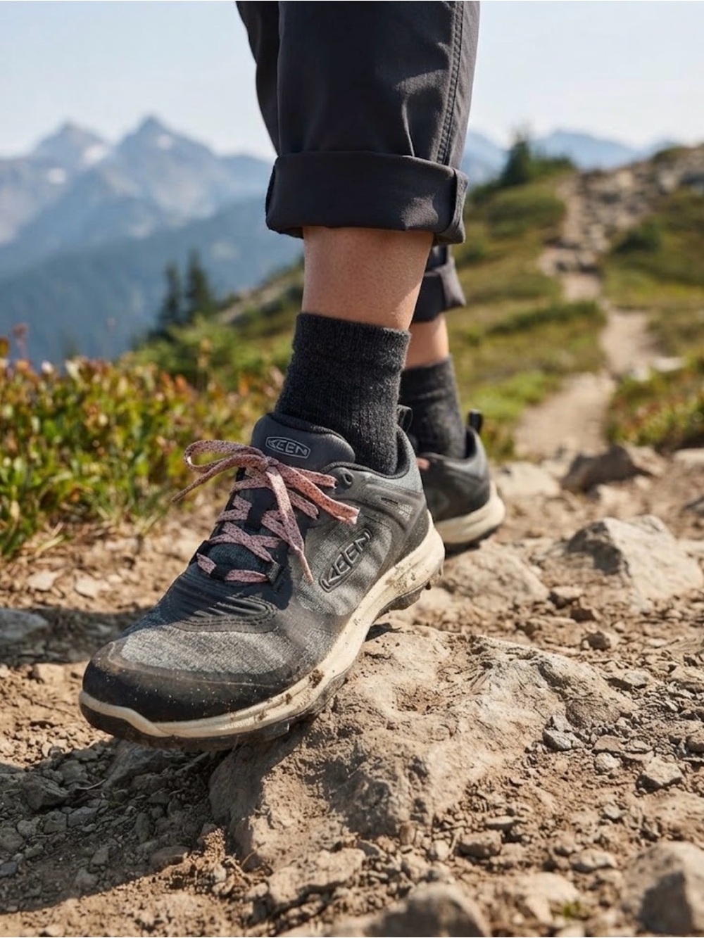 KEEN Ridge Flex Waterproof Hiking Shoes Women's Size 7.5 Black Gray Trail